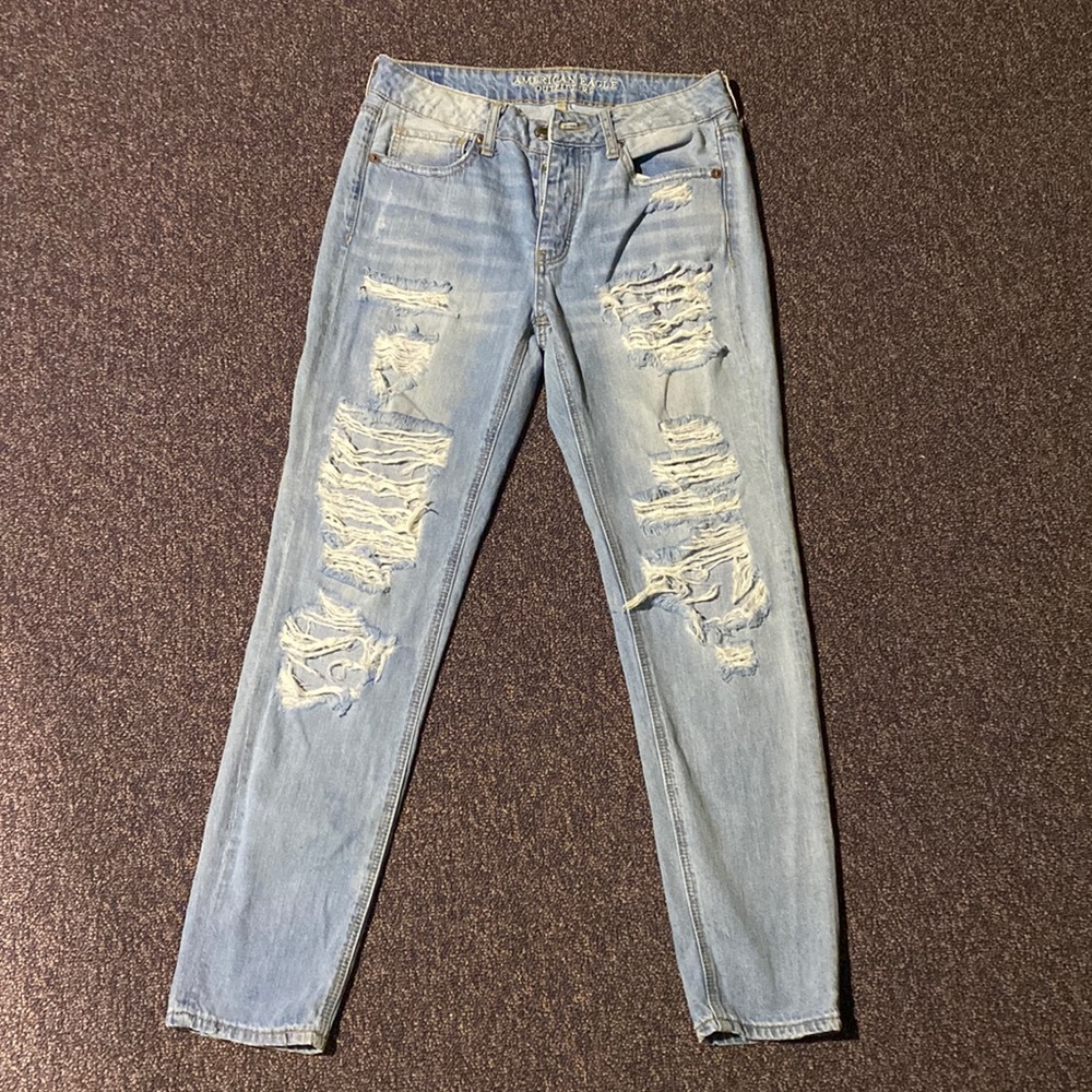 American Eagle Outfitters Womens Jeans Size 2 Distressed Denmin Light Blue